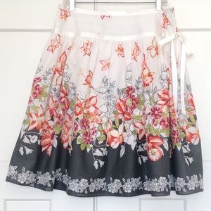 Lapis Floral Skirt, Light Cotton, Ribbon trim